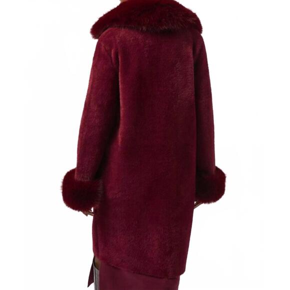 NEW JOSEPH RIBKOFF women's sweater relaxed coat in merlot - Picture 3 of 4